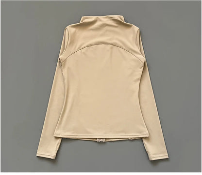 Quick Dry Stand Up Collar Fitness Jacket For Women Slim-Fit Zipper Yoga Wear Long Sleeve Breathable Running Sports Cycling Top Beauty World Shop