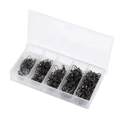 50pc/box Stainless Steel Fishing Connector Pin 4# 6# 8#10#12# Bearing Rolling Swivel with Snap Fishhook Lure Accessories Beauty World Shop