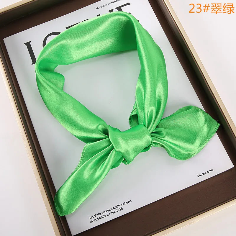 New Solid 60x60cm Square Scarf Single Imitation Silk Bright Light And Satin Performance Scarves Party Gift Beauty World Shop
