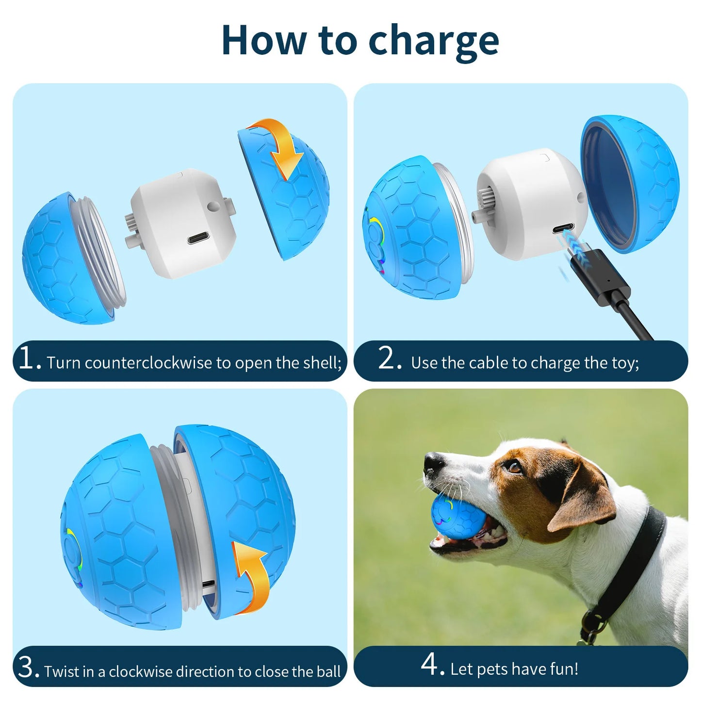 Smart Dog Toy Ball Electronic Interactive Pet Toy Ball USB Automatic Bouncing Rolling Toy Ball With RGB Lights Puppy Cat Product Beauty World Shop