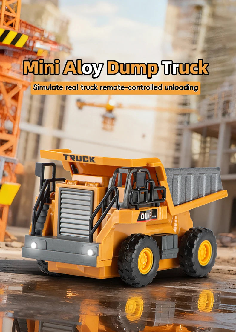 ZWN 1:64 RC Model Car 2.4G Remote Control Excavator Dump Truck Forklift Alloy Plastic Simulation Construction Vehicle Kids Toy Beauty World Shop