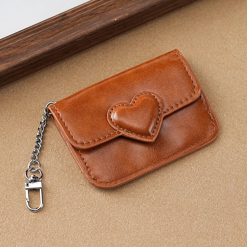 PULeather Card Holder Purse Women Cute Heart Shaped Small Wallet Multi-card Anti-magnetic Card Holder Travel Cash Coin Bag Beauty World Shop