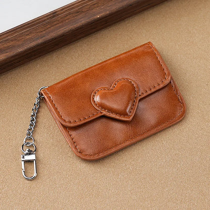PULeather Card Holder Purse Women Cute Heart Shaped Small Wallet Multi-card Anti-magnetic Card Holder Travel Cash Coin Bag Beauty World Shop