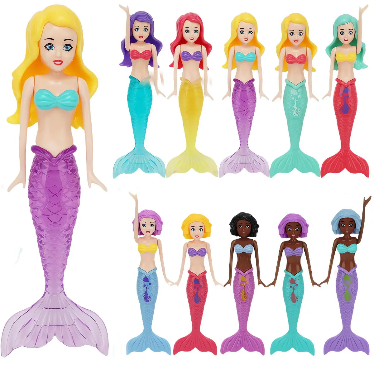 4/3 PCS 1 bag Mermaid Water Play Toys Different Style for Swimming Children Game in Sun Pool/Beach/Bath Time Gift Color Random Beauty World Shop