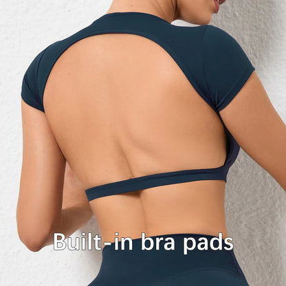 Hearuisavy Sports Shirts Breathable Workout Tops Fitness Sportswear Female Backless Yoga Clothing Sport Crop Tops Women Gym Top Beauty World Shop