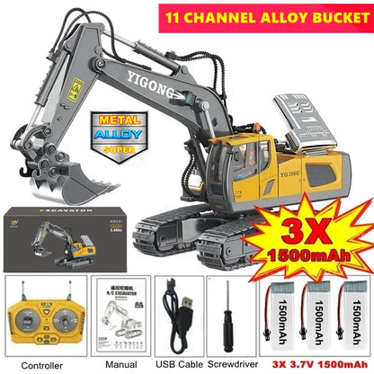 4WD Remote Control Excavator 4x4 Alloy Dump Truck Bulldozer Radio Model RC Car Construction Vehicle Toy Children Kids Gifts Beauty World Shop