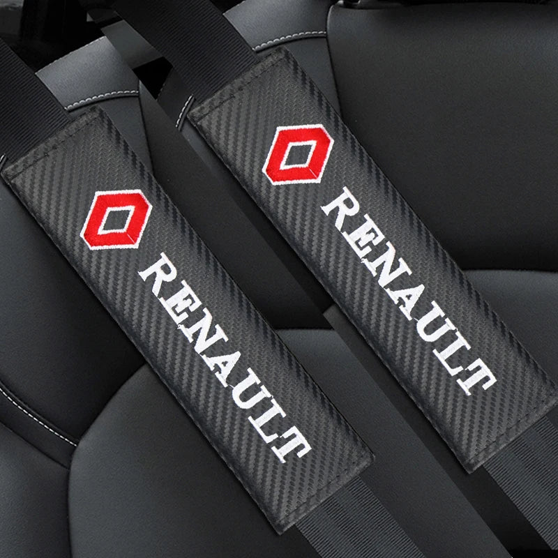 2PCS Carbon fiber Cotton Car Safety Belt Shoulder Cover seat belt pad for Renault koleos duster megane 2 logan clio Car Styling Beauty World Shop