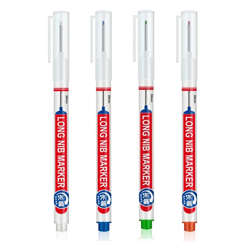 4Pcs/Set 20mm Deep Hole Long Nib Head Markers For Metal Perforating Pen Waterproof Bathroom Woodworking Decoration Multi-Purpose Beauty World Shop