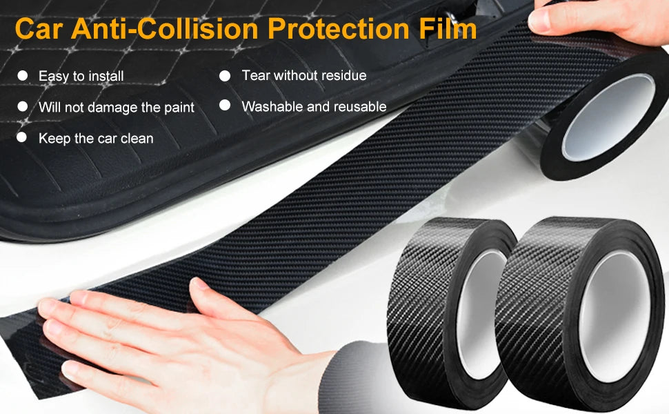 1-10m Nano Carbon Fiber Car 3D Tape Sticker Door Mirror Paste Protector Strip DIY Protection Protective Film Waterproof Adhesive Beauty World Shop