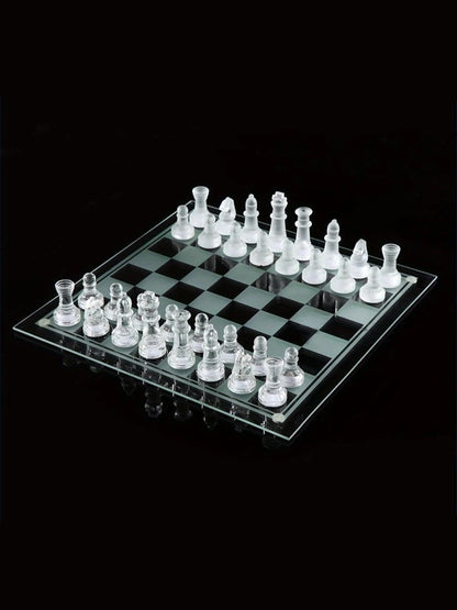 10Inch Handcrafted Glass Chess Set Premium Quality Intricate Design for Home Decor  Perfect for Game Nights & Chess Lovers Beauty World Shop