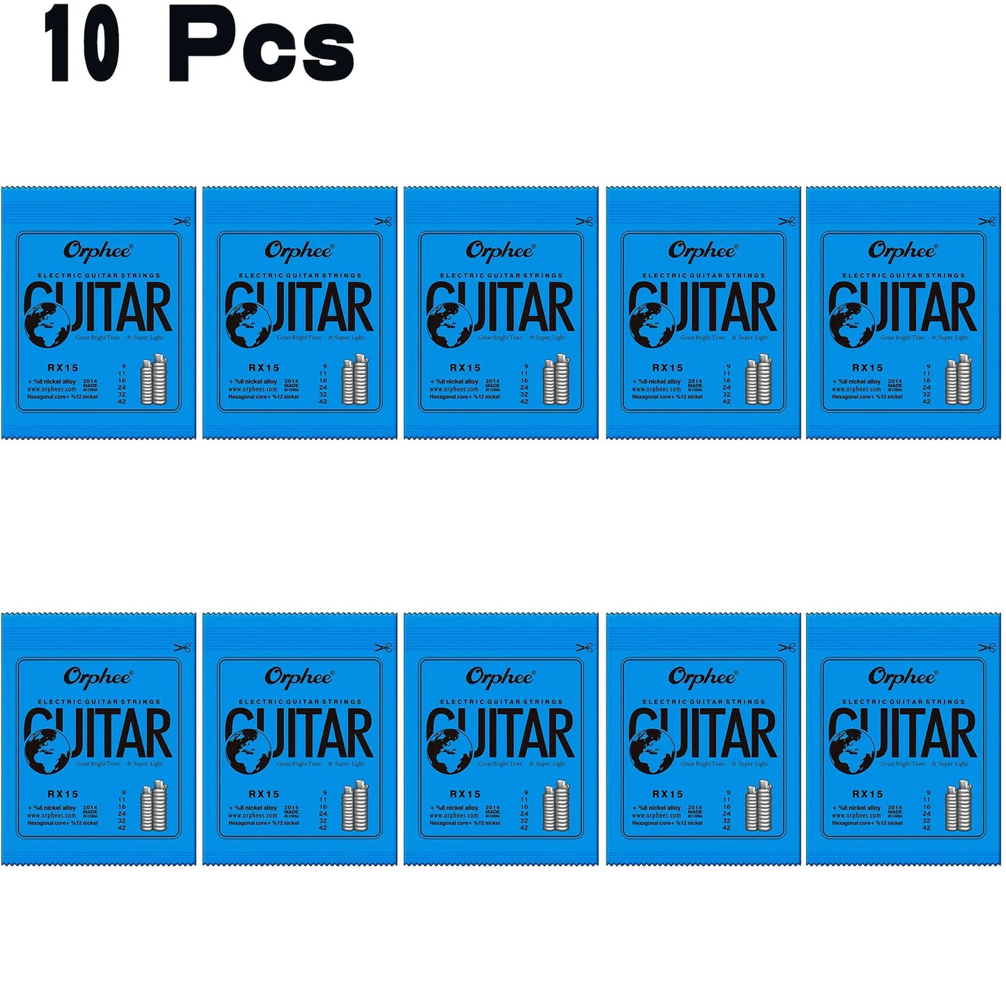 Orphee 1/5/10 Pcs Electric Guitar Strings Set RX Series Hexagonal Carbon Steel 6 String for Electric Guitar Accessories&Parts Beauty World Shop