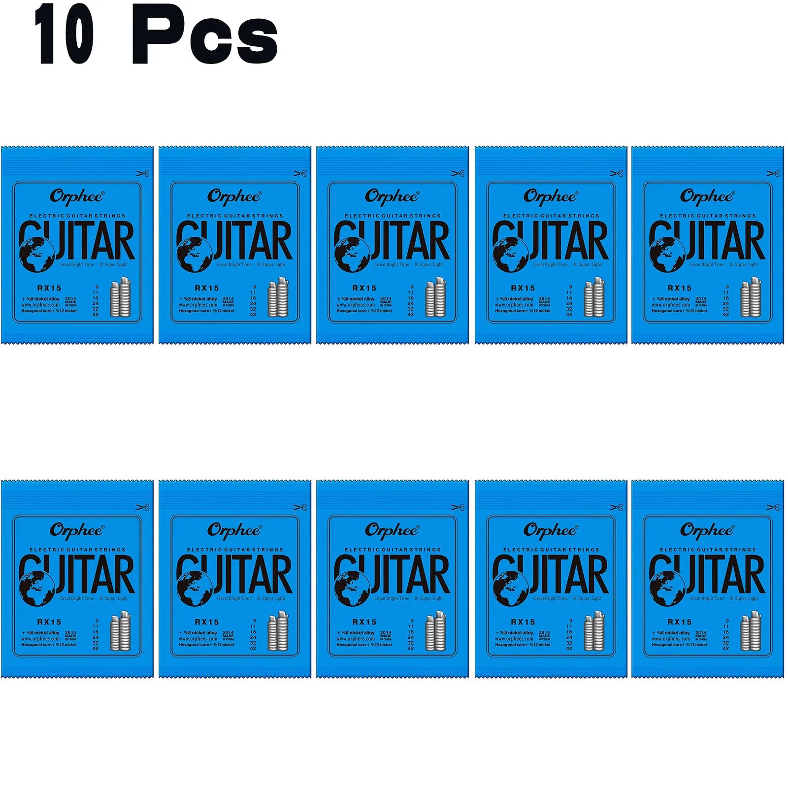 Orphee 1/5/10 Pcs Electric Guitar Strings Set RX Series Hexagonal Carbon Steel 6 String for Electric Guitar Accessories&Parts Beauty World Shop