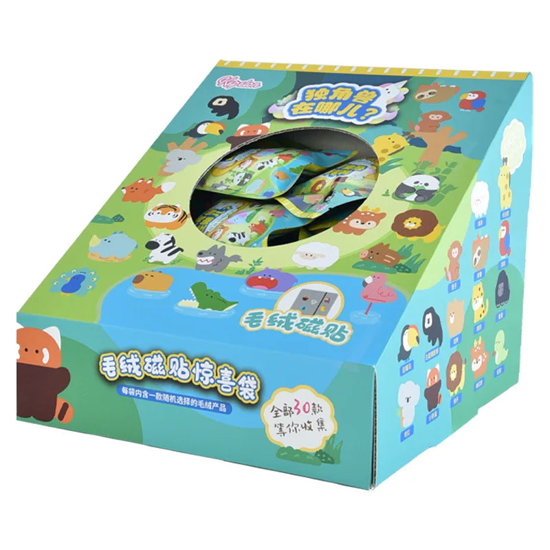 30pcs/box Original Small Aquarium Marine Animal Plush Refrigerator Sticker Blind Box Cute Magnetic Sticker Kawaii Plushies Toy Beauty World Shop