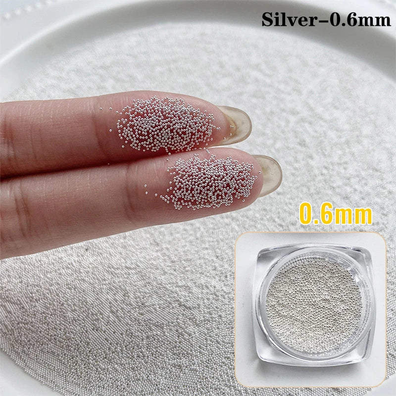 0.4mm-1.5mm 3D Steel Tiny Nail Art Decoration Gold Silver Steel Ball Nail Art Caviar Beads Nails Beads DIY Jewelry Accessories Beauty World Shop
