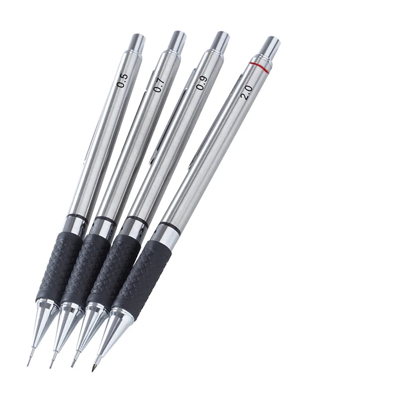 Metal Mechanical Pencil Set with Pencil Grip Leads Art Drawing Student Office Supplies 0.5/0.7/0.9/2.0mm Automatic Pencil Beauty World Shop