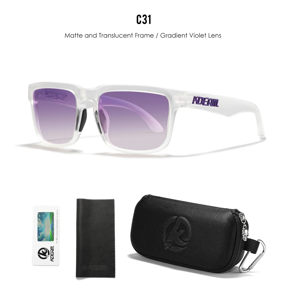 KDEAM Men's Polarized Sunglasses Square Casual Outdoors Sun Glasses Women Unisex Sunglass For Couple With Zipper Case Beauty World Shop