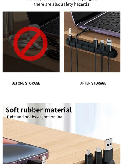 5/7-hole Data Cable Organizer, Desktop Charging Cable Storage Protector, Mouse Cable, Headphone Winding Device, Fixing Clipp Beauty World Shop