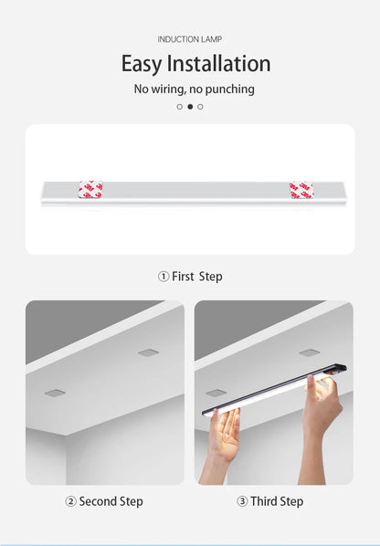 LED Cabinet Light USB Type-C Rechargeable Motion Sensor Led Lamp for Kitchen Wardrobe Cabinet Lighting 20cm/30cm/40cm/50cm/60cm Beauty World Shop