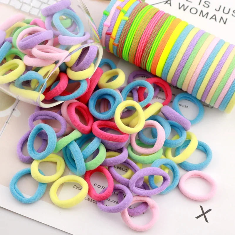 200PCS Women Girls Colorful Nylon Elastic Hair Bands Ponytail Hold Small Hair Tie Rubber Bands Scrunchie Hair Accessories Beauty World Shop