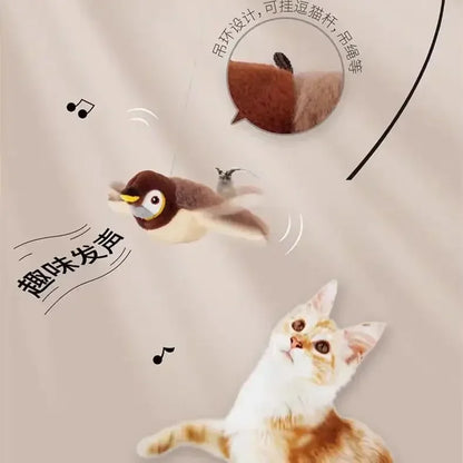 Interactive Cat Toys, Rechargeable Chirping Flapping Bird with Catnip for Indoor Cats, Touch Activated Plush Toys for Cats