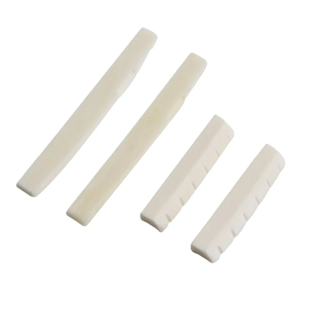 2 Sets 4 Pcs 6 String Acoustic Guitar Bone Bridge Saddle 72mm And Nut 43mm Cow Bone Nut Top Folk Pillow Folk Bottom Pillow Beauty World Shop