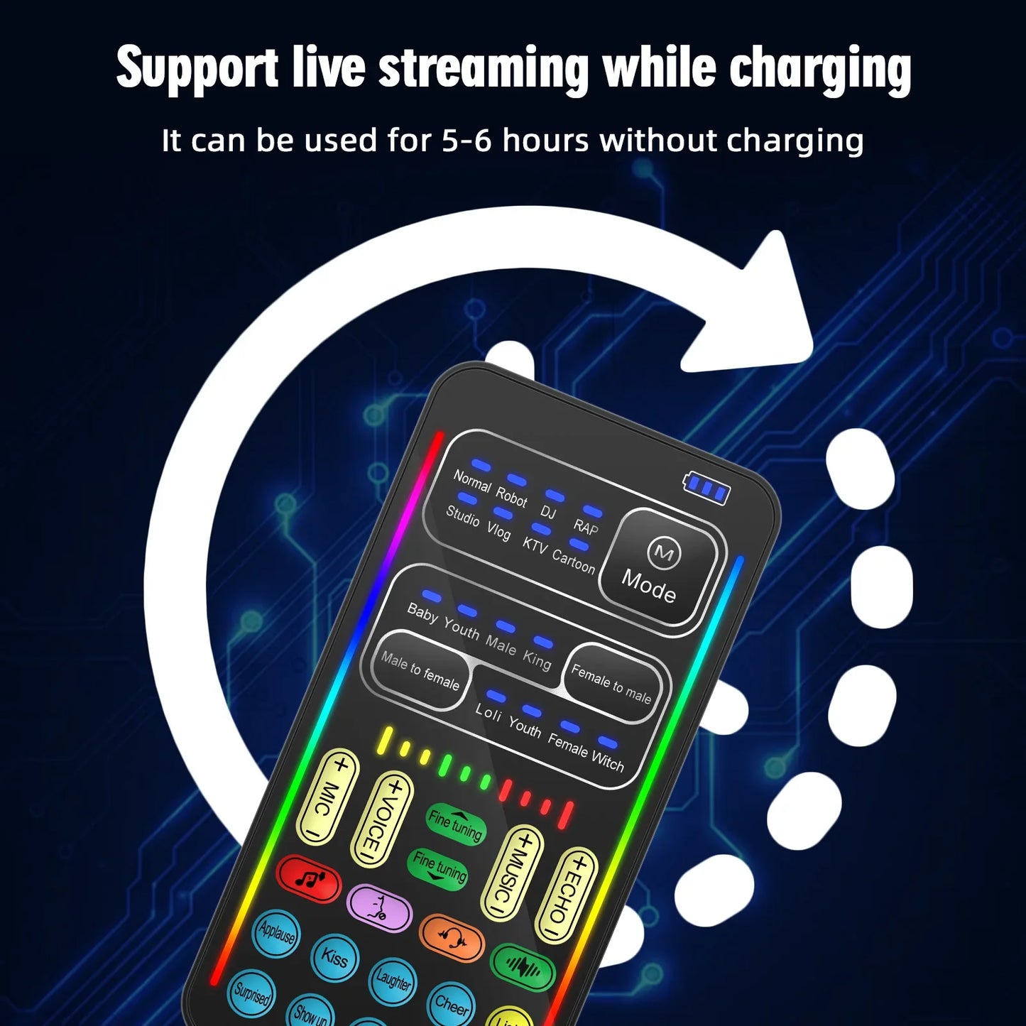 New I9 Mini Voice Changer Live Sound Card  + Headphones + Microphone Audio 8 Sound Effect Machine Equipment Voice Card for Phone Beauty World Shop