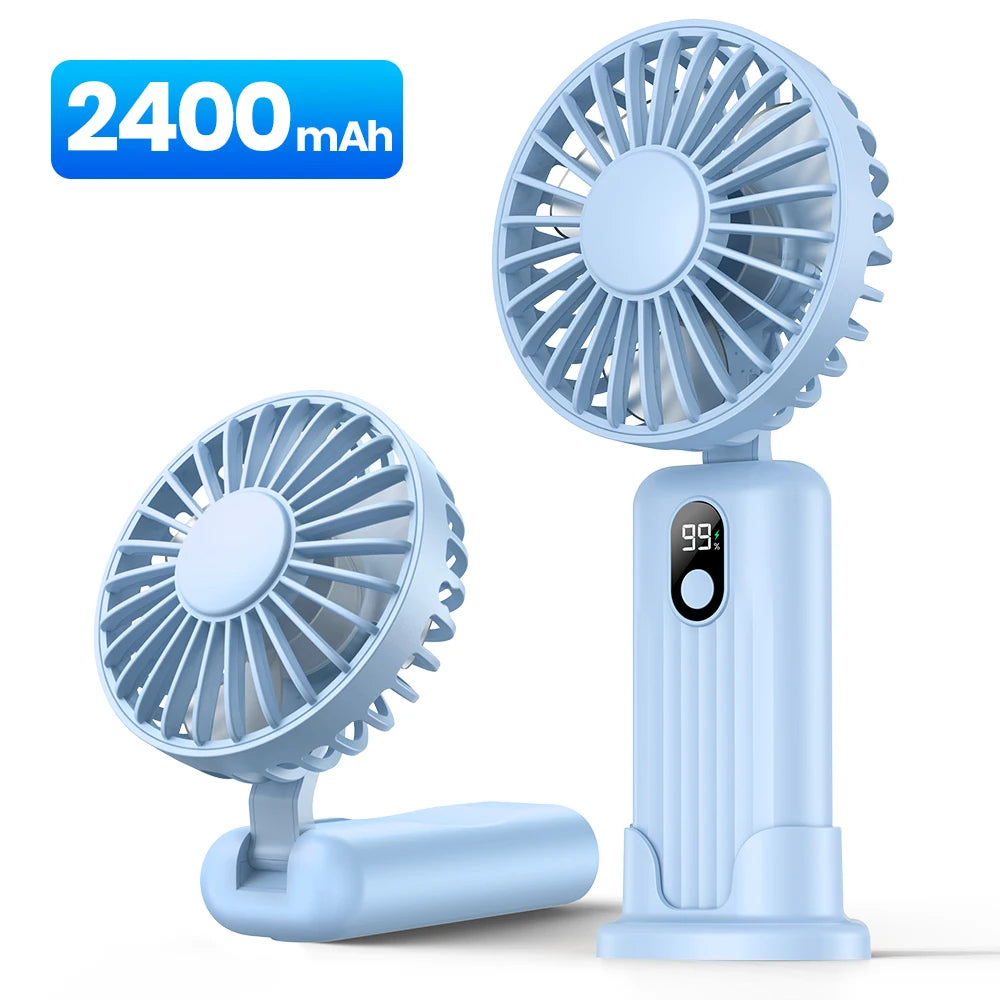 TOPK Portable Mini Fan,2400mAh USB Rechargeable Hand Neck Fan 3in1 Personal Electric Fan Standing Fans for Room Camping Foldable Beauty World Shop