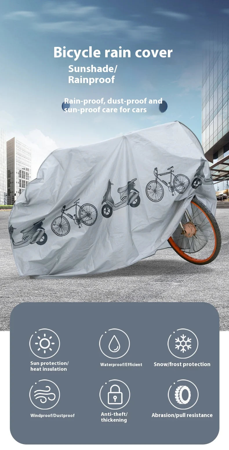 PEVA Material Mountain Bike Cover, Waterproof, Rainproof, Dustproof, Sunshade, Outdoor, Bicycle Accessories, 200*100cm Beauty World Shop