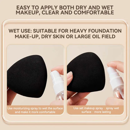 GECOMO Dual-Sided Black Beauty Sponge - Triangle Premium Design, Soft and Smooth Texture,  for Flawless Makeup Application, Beauty Trend Shop