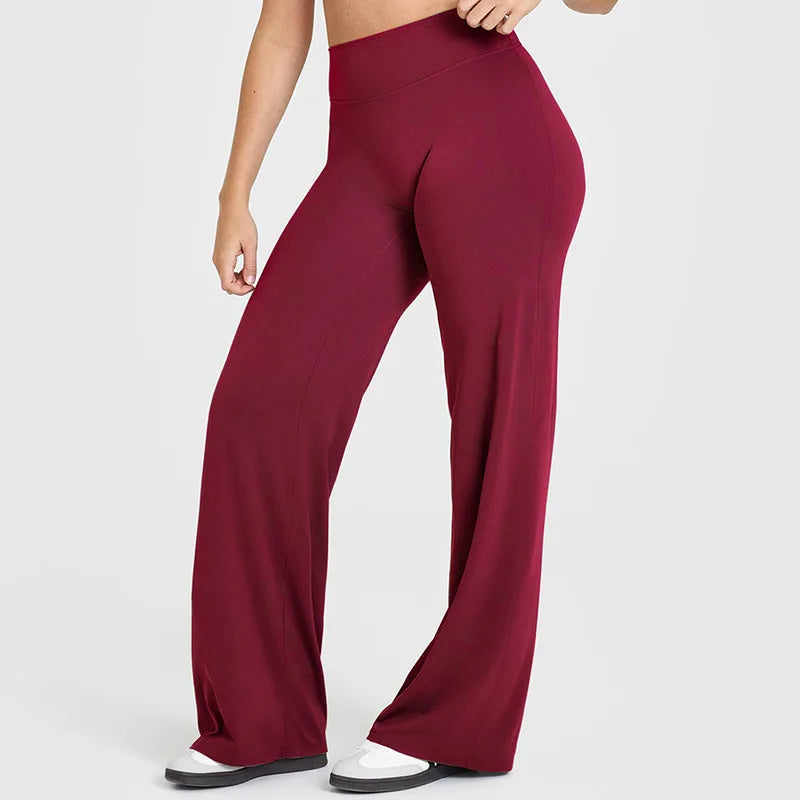 NCLAGEN SoftMotion Straight Leg Bottoms Women's Mid-Waist Yoga Pants GYM Leggings Naked Feel Pilates Running Sports Trousers Beauty World Shop