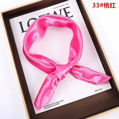 New Solid 60x60cm Square Scarf Single Imitation Silk Bright Light And Satin Performance Scarves Party Gift Beauty World Shop