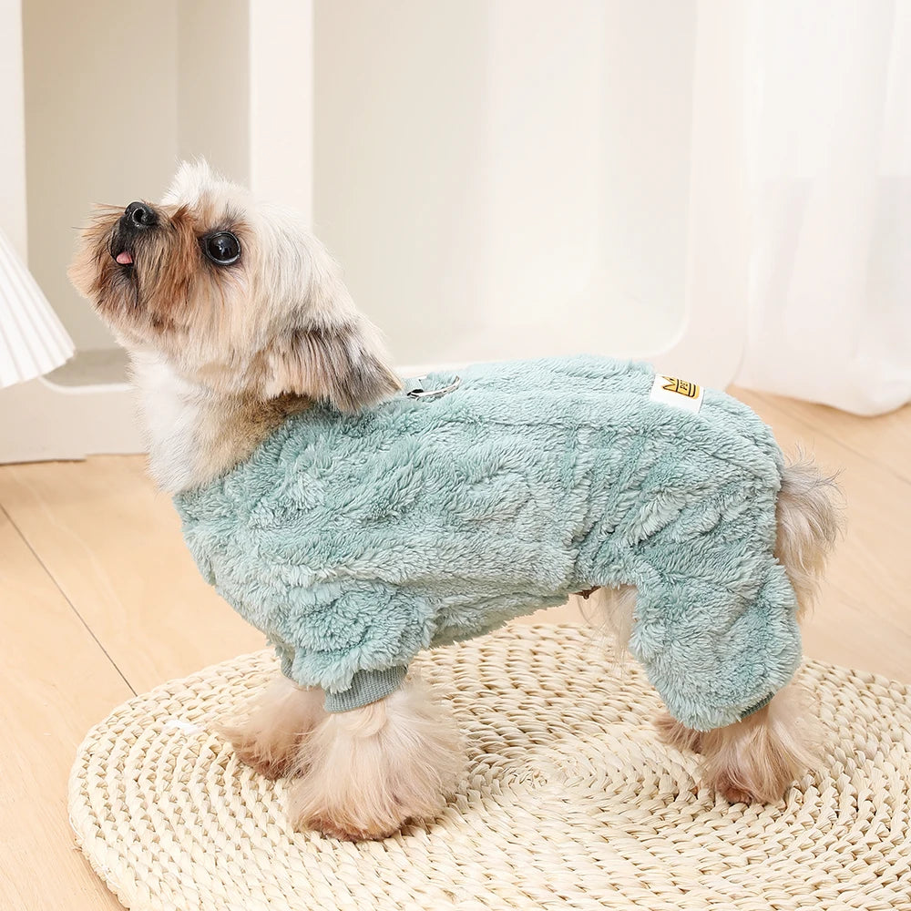 Soft Dog Clothes For Winter Warm Puppy Jumpsuit With D-ring Flannel Fleece Pets Sweater For Small Medium Dogs Yorkshire Pug Coat