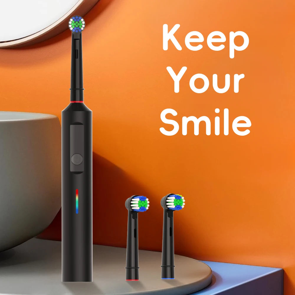 Intelligent Rotating Electric Toothbrush, Rechargeable Rotary Toothbrush Compatible with Oral B Replacement Electric Brush Heads Beauty World Shop
