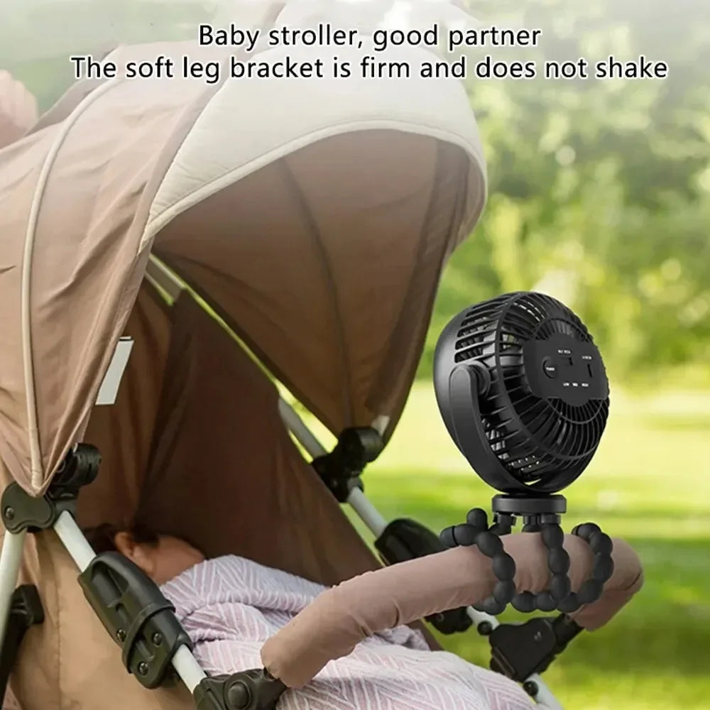 New 5200 mah multi-functional stroller Mini fan Portable USB charging small fan Mobile phone seat outdoor handheld Octopus fan