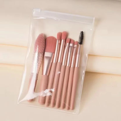 8-Piece Mini Soft and Fluffy Makeup Brush Set, Perfect for Makeup Beginners, Used for Foundation, Blush, and Eyeshadow to Create Beauty World Shop