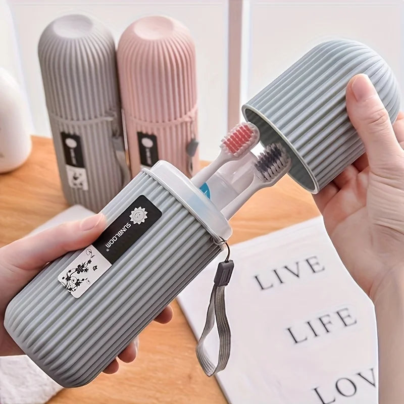 Travel Toothbrush Set: Portable case, rinse cup & toothpaste holder included. Alcohol-free, compact for easy on-the-go oral care Beauty World Shop