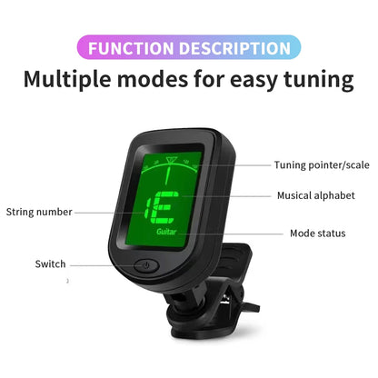 Guitar Tuner For All Instruments Clip on Electronic Tuner for Guitar Bass Ukulele Violin Mandolin Banjo Beauty World Shop