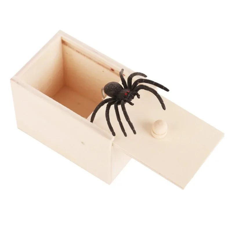 Trick Spider Funny Scare Box Wooden Hidden Box Quality Prank Wooden Scare Box Fun Game Prank Trick Friend Office Toys Beauty Fashion
