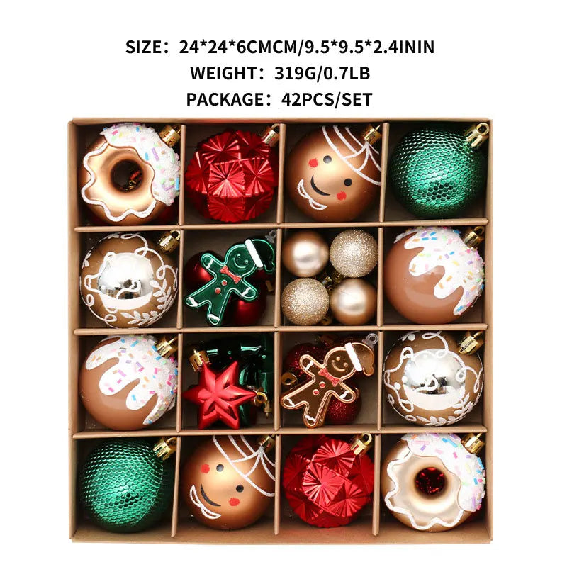 Christmas decoration: 42 exquisite painted Christmas balls in magenta, green, and gold, Christmas tree pendant set Beauty World Shop