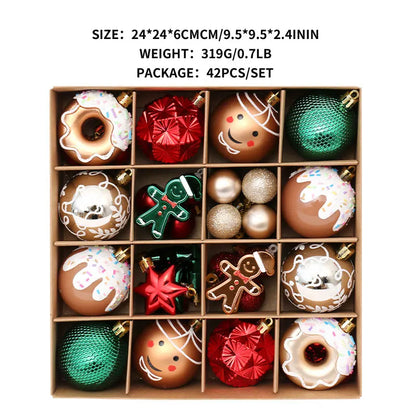 Christmas decoration: 42 exquisite painted Christmas balls in magenta, green, and gold, Christmas tree pendant set Beauty World Shop
