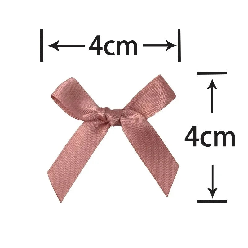 (50 Pcs) 4*4cm Colourful Ribbon Bows Small Size Polyester Satin Ribbon Bow Flower DIY Craft Decoration Beauty World Shop