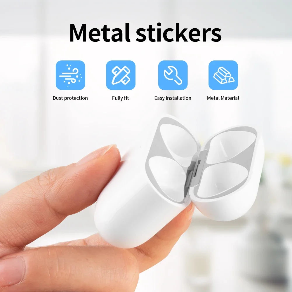 For AirPods 4 Sticker Earphone Case Metal Dustproof Scratch Resistant Sticker Cover For Airpods 4 4th 2024 Gen Protective Film