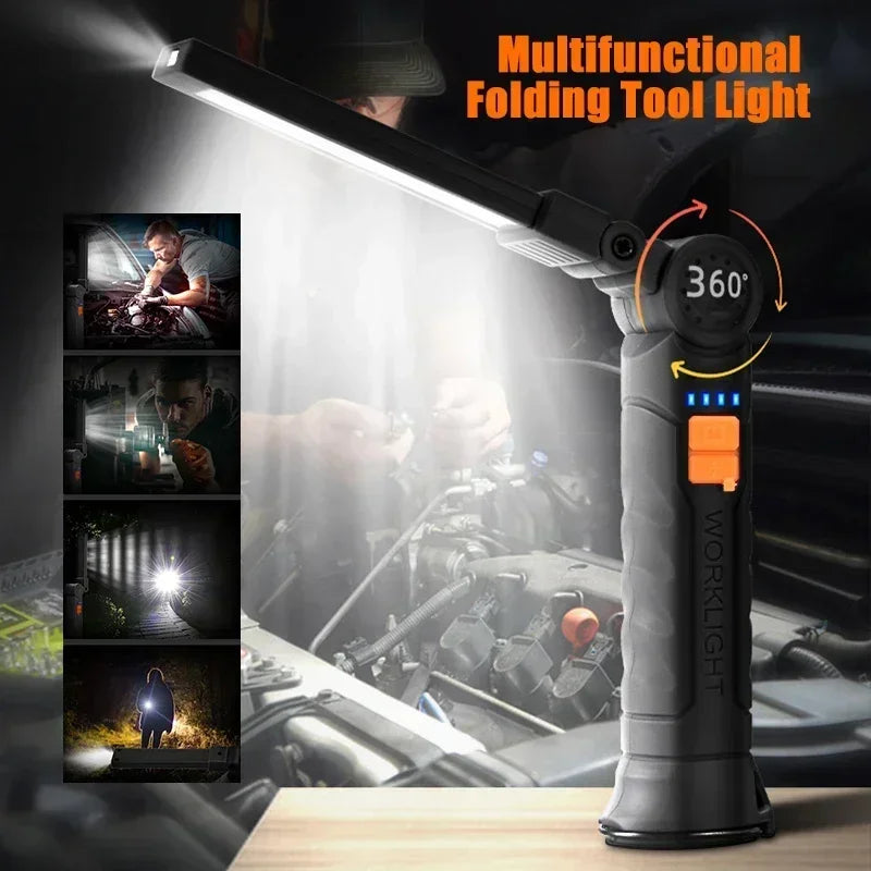 Portable COB LED Flashlight USB Rechargeable Work Light Magnetic Lanterna Hanging Lamp with Built-in Battery Camping Torch Beauty World Shop