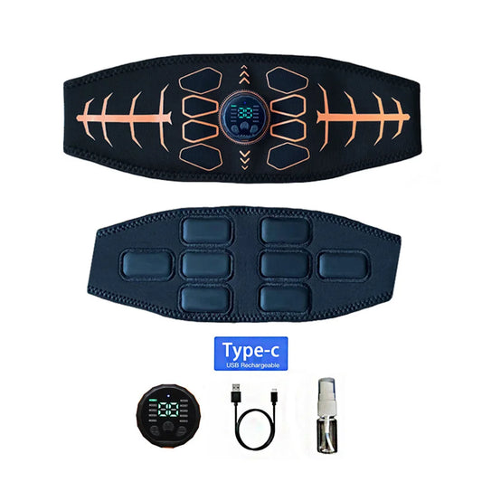 Smart Muscle Toner Abdominal Toning Belt Abs Trainer USB Recharge Body Massager Home Gym Training Fitness Equipment Beauty World Shop