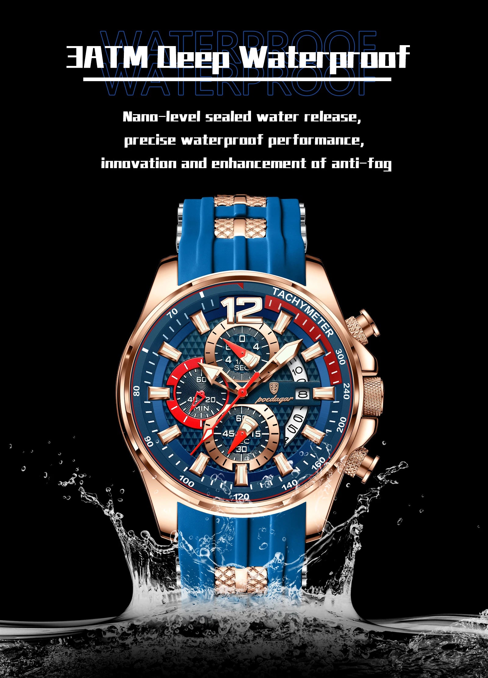 POEDAGAR Luxury Watch For Men Date Chronograph Luminous Waterproof Silicone Male Watch Fashion Sports Quartz Men's Watches Reloj Beauty World Shop