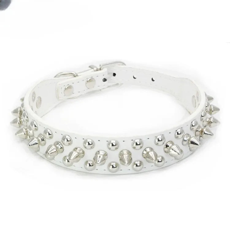 Adjustable Leather Pet Dog collar Neck Strap Supplies PU Leather Punk Rivet Spiked Dog Collar Pet Collars For Small Dog Cat Beauty World Shop