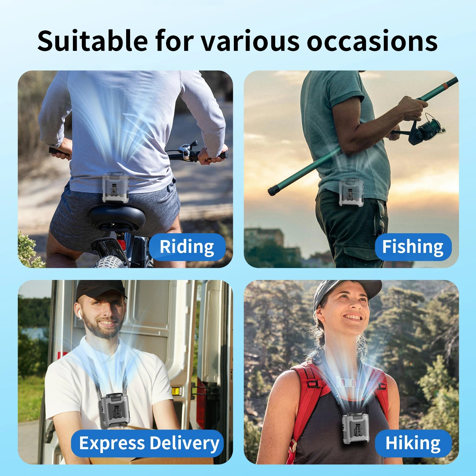 Portable Waist Fan Hanging Neck Fan 5 Speed Strong Wind with LED Lighting for Sports Courier Outdoor Working 10000/20000mAh Beauty World Shop