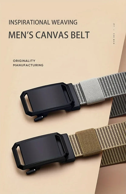 New Automatic Buckle Belt, Canvas Tactical Workwear Casual Outdoor Military Training Pants Belt For Men Beauty World Shop