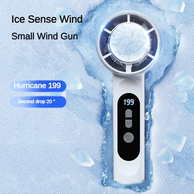 Handheld Portable Fan 199-Speed Desktop Fan USB Rechargeable Cooling Refrigeration Fan LED Display For Home Office Travel ﻿ Beauty World Shop