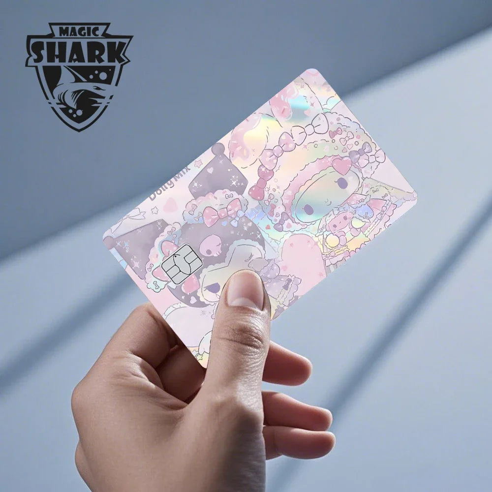 Hot Sale Hello Kitty Kuromi Holographic Laser Shinny Film Skin Cover Sticker for Debit Credit Card Bank Card Beauty World Shop